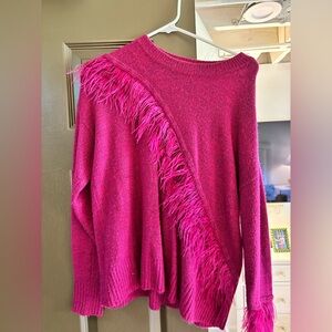 Design History Fuchsia Feather-Accent Sweater